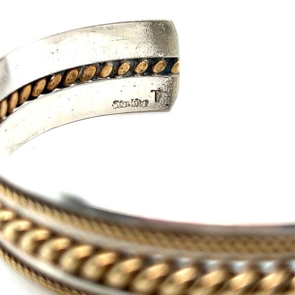 Sterling Two-Tone T Cuff - Picture 5 of 6